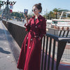 imCharms Windbreaker women's mid-length 2023 small British style loose over the knee red spring and autumn all-match coat