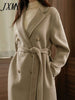 imCharms Winter Chic Elegant Temperament Double-Breasted Lace-Up Suit Collar Woolen Coat Women's Clothing