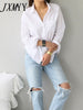 imCharms Women Shirts And Blouses 2023 Feminine Blouse Top Long Sleeve Casual White Turn-Down Collar OL Style Women Loose Blouses