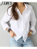 imCharms Women Shirts And Blouses 2023 Feminine Blouse Top Long Sleeve Casual White Turn-Down Collar OL Style Women Loose Blouses