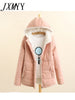 imCharms Women Winter Fleece Parkas Coat Korean Casual Jackets Cotton Hooded Windproof Warm Pink Khaki Velvet Coat for Women