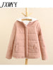 imCharms Women Winter Fleece Parkas Coat Korean Casual Jackets Cotton Hooded Windproof Warm Pink Khaki Velvet Coat for Women