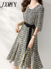 imCharms Women's Commuter Style Floral Mid-Length Dress 2023 Summer High-End Elegant And Versatile Retro Printed Skirt