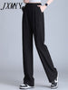 imCharms Women's Summer 2023 Thin Pants Loose Straight Tube Show Thin High Waist Drape Casual Simple Wide Leg Pants