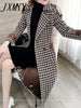 imCharms Woolen Coat Women's Mid-Length Autumn And Winter Wear 2023 Temperament Self-Cultivation Houndstooth Plaid Coat Tweed