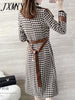 imCharms Woolen Coat Women's Mid-Length Autumn And Winter Wear 2023 Temperament Self-Cultivation Houndstooth Plaid Coat Tweed