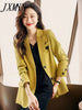 imCharms Yellow Suit Jacket Women's Spring And Autumn Temperament Long-Sleeved Formal Work Clothes Suit Top
