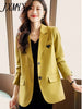 imCharms Yellow Suit Jacket Women's Spring And Autumn Temperament Long-Sleeved Formal Work Clothes Suit Top