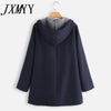 imCharmsY Autumn And Winter 2023 Cotton Padded Jacket Leisure Plush Padded Jacket Medium Length Hooded Women Coat