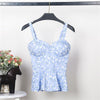 Floral Bustier Crop Top Summer Women Tank Top Short Vest Sexy Camis Women Tops Cropped Feminino Ruffles Bralette Bra