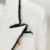 Jacket Blazer Woolen White 2023 Black Fringed Gold Double Breasted Button Metal Buckle Slim Business Wear Suit Jacket Women