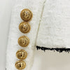 Jacket Blazer Woolen White 2023 Black Fringed Gold Double Breasted Button Metal Buckle Slim Business Wear Suit Jacket Women
