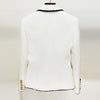 Jacket Blazer Woolen White 2023 Black Fringed Gold Double Breasted Button Metal Buckle Slim Business Wear Suit Jacket Women