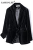 Jacket For Women 2023 Spring And Autumn One Button Gold Velvet Pocket Turn Down Collar Woman Blazer Vadim 4XL