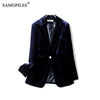 Jacket For Women 2023 Spring And Autumn One Button Gold Velvet Pocket Turn Down Collar Woman Blazer Vadim 4XL