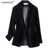Jacket For Women 2023 Spring And Autumn One Button Gold Velvet Pocket Turn Down Collar Woman Blazer Vadim 4XL