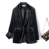 Jacket For Women 2023 Spring And Autumn One Button Gold Velvet Pocket Turn Down Collar Woman Blazer Vadim 4XL