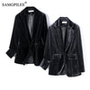 Jacket For Women 2023 Spring And Autumn One Button Gold Velvet Pocket Turn Down Collar Woman Blazer Vadim 4XL