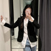 Jacket Women 2023 Blazer Suit Basic Office Lady Business Casual Black Gray Stripes Blue Minimalist Coat Autumn Spring