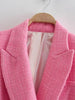 Jacket Women Blazers 2023 Fall Slim Double Breasted V-Neck Ladies Suit coat Elegant Chic Warm Pink Jacket Suit Women