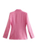 Jacket Women Blazers 2023 Fall Slim Double Breasted V-Neck Ladies Suit coat Elegant Chic Warm Pink Jacket Suit Women