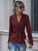Jacket Women V-neck Bandage Long Sleeve Solid Color Women Blazers Office Lady Suit Top Elegant Coat Casual Women Clothing