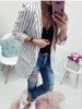 Jacket Women Sexy Cardigan Long Sleeve Striped Small Suit Black and White  Blazer Women  Suit Blazer Casual Office Lady Coats