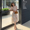 Japan Style Elegant Dress for Women Short Sleeve Lace Floral Sweet Midi Dresses Office Ladies Cheongsam Dress Korean Summer 2022