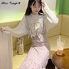Japanese Kawaii Plaid Strap Dress Women Sweet Bow Designer Party Midi Dress Female Casual Korean Winter Cute Dress 2022