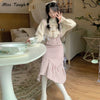 Japanese Kawaii Plaid Strap Dress Women Sweet Bow Designer Party Midi Dress Female Casual Korean Winter Cute Dress 2022