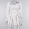 Japanese Lolita Princess Black Gothic Sexy Mini Bad Girl Dress Kawaii High Waist Puff Sleeve Lace Ruffles White Party Robe Women