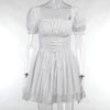 Japanese Lolita Princess Black Gothic Sexy Mini Bad Girl Dress Kawaii High Waist Puff Sleeve Lace Ruffles White Party Robe Women