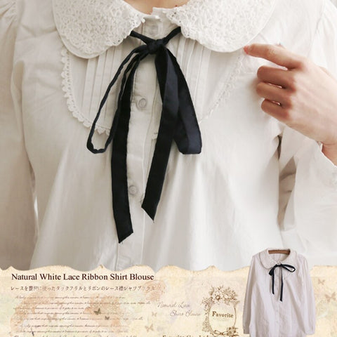 Japanese Mori Girl Sweet Shirt Women White Peter Pan Collar Long Sleeve Bow Embriodery Vestido Kawaii Blouses Blusa Tops A107
