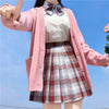 Japanese School Basic JK Uniform Cosplay Sweaters Women Solid Kawaii Pullovers Autumn V-neck Preppy Style Loose Knitted Cardigan