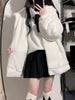 Japanese Style Kawaii Fluffy Coat Y2k Women Aesthetic Fairy Grunge Jacket Warm Outwear Ber Ear Hooded White Jackets Cute Top 90s