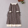 Japanese Style Print Dress Long-sleeved Spring Dress Cotton And Linen Vintage Loosen Casual Women Mori Girl Dress