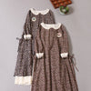 Japanese Style Print Dress Long-sleeved Spring Dress Cotton And Linen Vintage Loosen Casual Women Mori Girl Dress