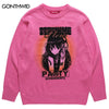 Japanese Sweaters Y2K Streetwear Hip Hop Anime Cartoon Girl Graphic Print Jumpers 2023 Autumn Harajuku Casual Pullover