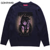 Japanese Sweaters Y2K Streetwear Hip Hop Anime Cartoon Girl Graphic Print Jumpers 2023 Autumn Harajuku Casual Pullover