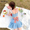 Japanese Sweet Lolita Two Piece Set Women Preppy Style Lace Bow Tank Tops + High Waist Pleated Skirt Suit Cool Girls 2 Piece Set