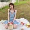 Japanese Sweet Lolita Two Piece Set Women Preppy Style Lace Bow Tank Tops + High Waist Pleated Skirt Suit Cool Girls 2 Piece Set