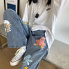 Jean Femme Baggy Jeans Pants Cartoon Print Trousers Harajuku Hip-hop Streetwear Loose Casual Jeans Woman High Waist