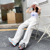 Jean female 2022 spring and autumn thin money loose show thin white high waist wide leg 9 minutes lengthen small