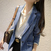 Jeans Blazer Jackets For Women Clothing 2023 Spring Autumn Korean Style Slim Blue Denim Suit Coats Office Ladies Tops e258
