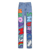 Jeans Female 2022 Printed Letters Of Tall Waist Straight Canister Female Hip-hop And Personality Leisure Trousers