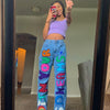 Jeans Female 2022 Printed Letters Of Tall Waist Straight Canister Female Hip-hop And Personality Leisure Trousers