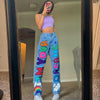 Jeans Female 2022 Printed Letters Of Tall Waist Straight Canister Female Hip-hop And Personality Leisure Trousers