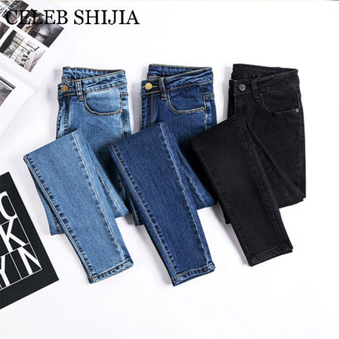 Jeans Female Denim Pants blue color skinny high elastic soft korean womans pencil pants Donna summer autumn