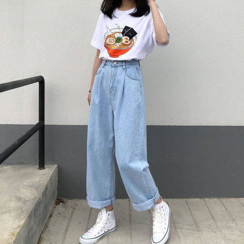 Jeans Femme Pantalones Korean Loose High Waist Wide Leg Baggy Jeans Women Pants Blue Black Casual Harajuku Woman Pants