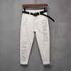 Jeans High Waist Women's White Spring Autumn 2022 Thin Embroidered Jeans Loose Stretch Ankle Length Female Hole Pants Retro